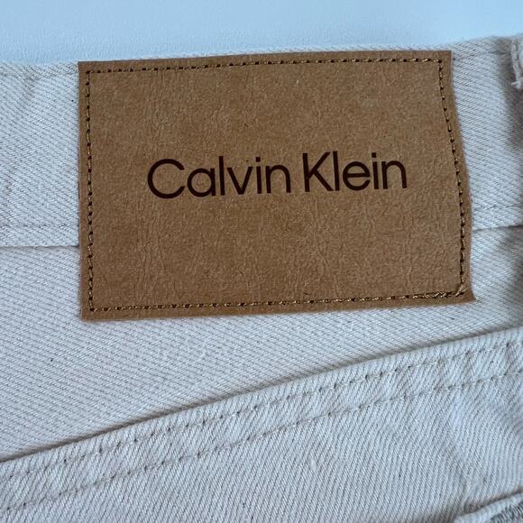 Calvin Klein Women Cropped Wide Leg Zip Fly Mid Rise Jeans Beige Size 26 - Picture 12 of 16